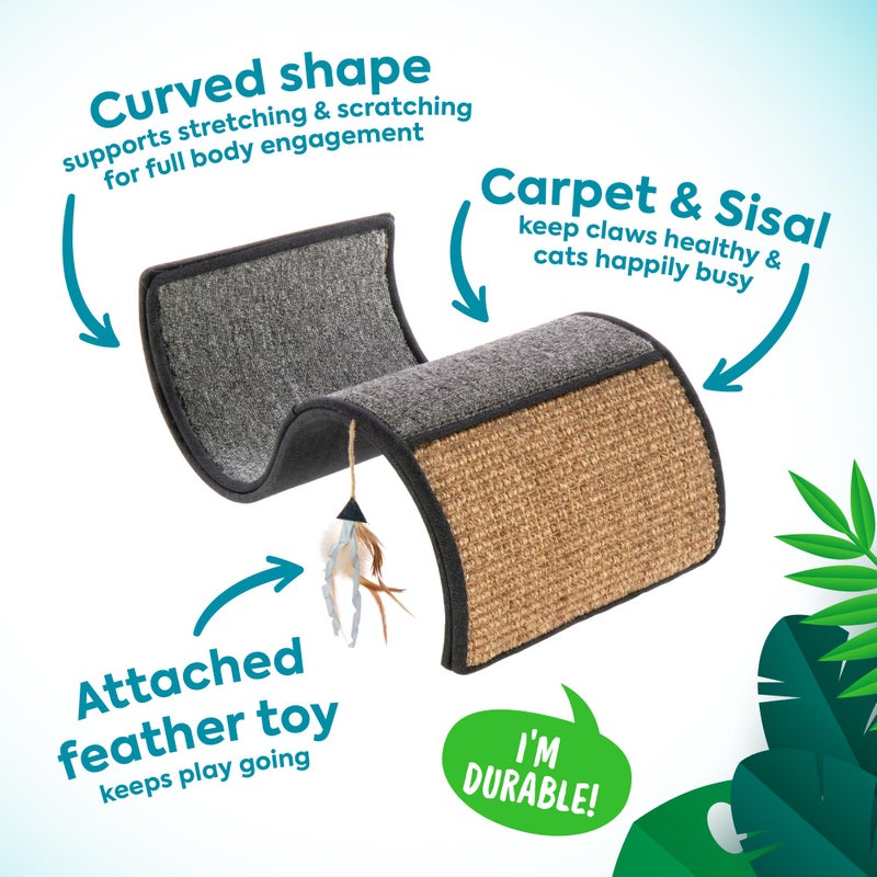 Petlinks Instincts by SmartyKat Dream Curl Carpet & Sisal Cat Scratcher, Dual-Surface Curl for Scratching, Lounge & Hide for Cats & Kittens, Gray & Denim, One Size - Image 2